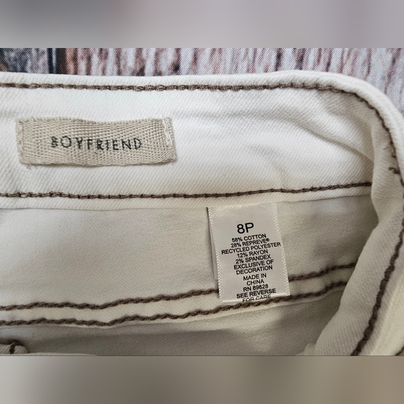 LOGO Lavish by Lori Goldstein Maddy Boyfriend Jeans Petite Size 8 Patchwork - Picture 6 of 11